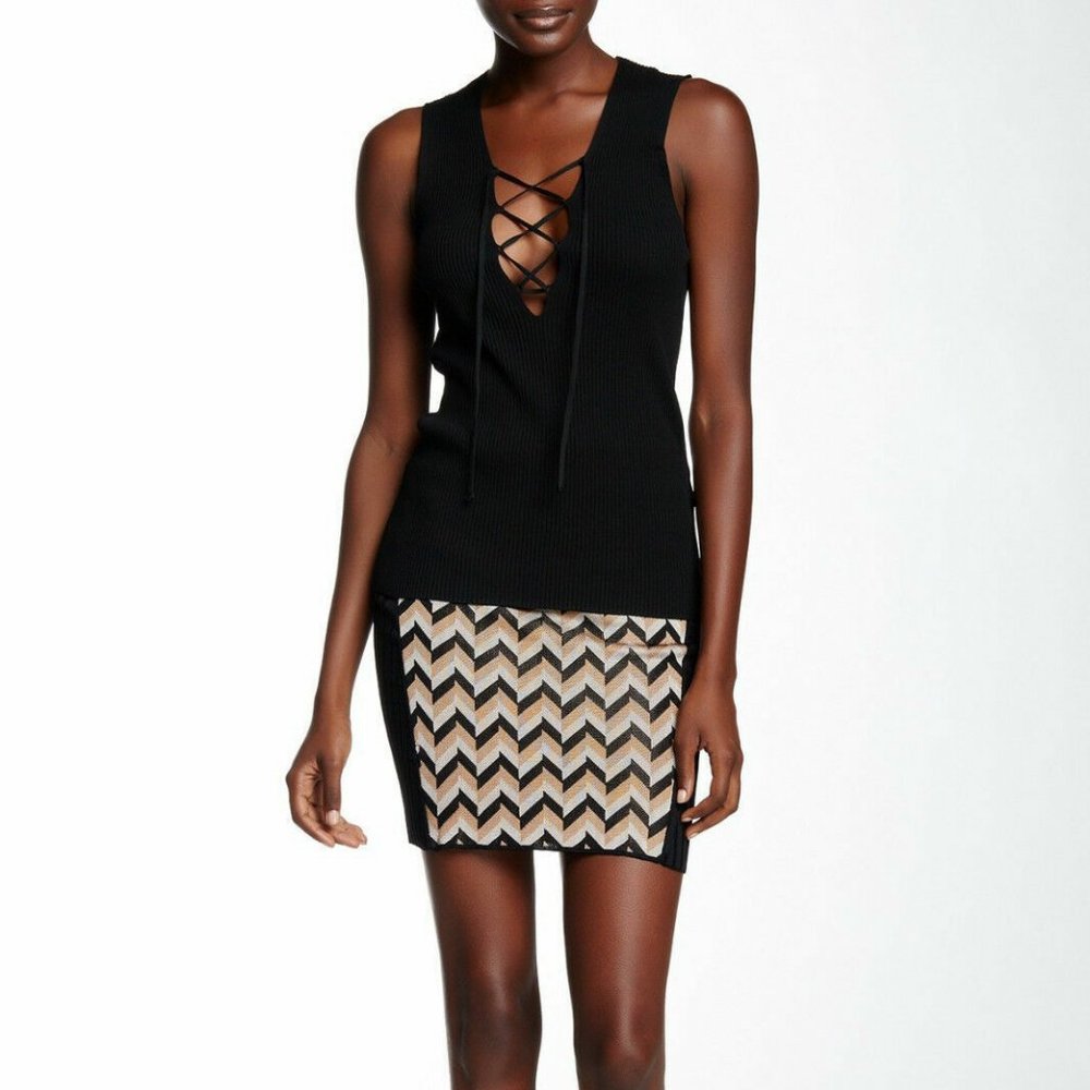 NWT Rag & Bone Skirt Pumice Elaine Chevron Inset Knit Size XS